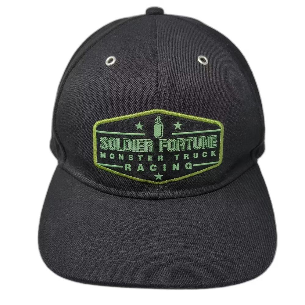 Monster Jam Soldier Fortune Racing Snapback Hat Black Green OS Adjustable Cap